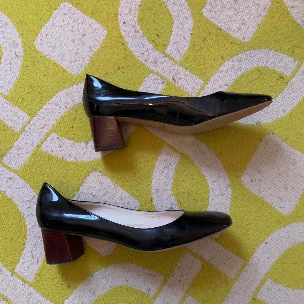 Bettye Muller Patent Leather Block Heel Pumps
